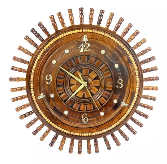 Wooden Moti Wall Clock 18 Inches