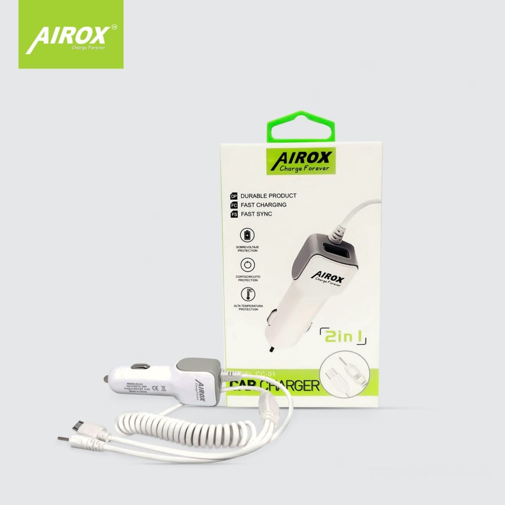 Airox 2 in 1 USB Car Charger 2.4A Max Fast Charger and Fast Sync_1