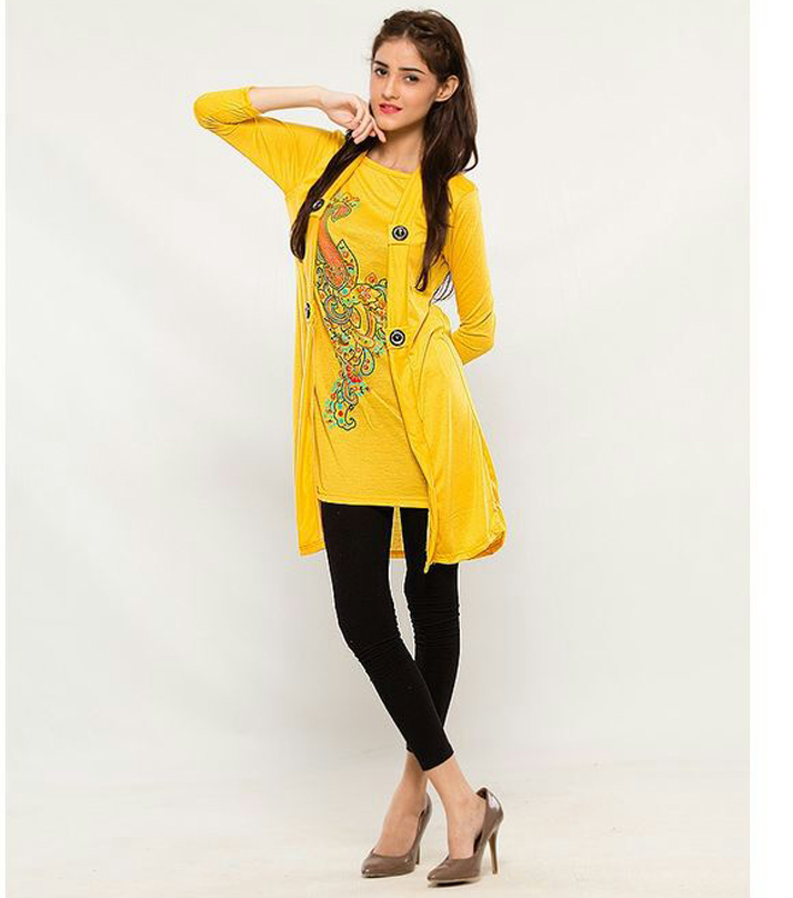 Yellow Coat Style Top For Women_1