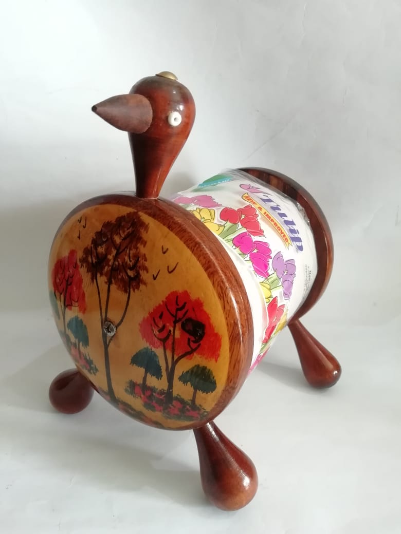 Beautiful Wooden Yellow Color Duck Shape Tissue Stand